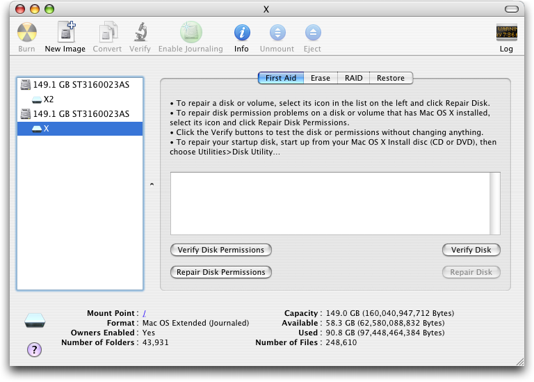 Recommended partition size for mac os x update